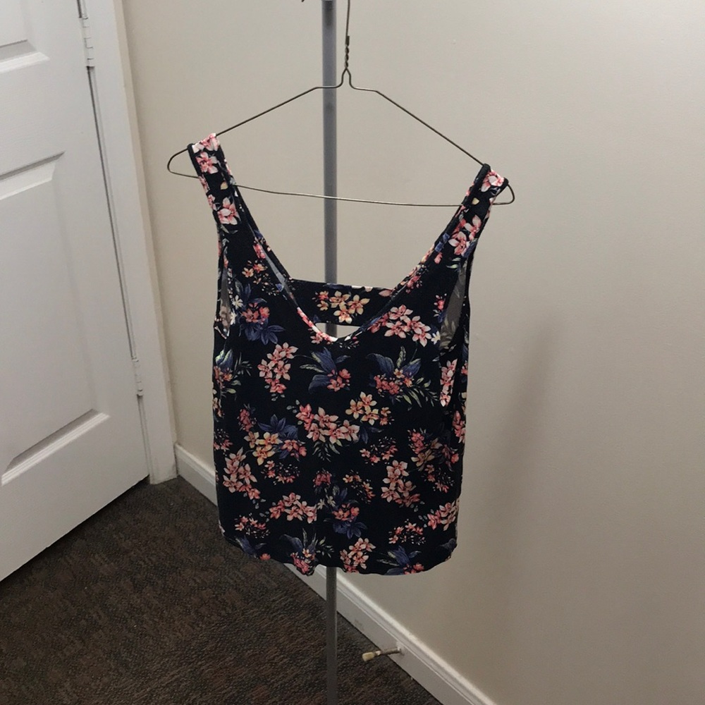 Black American Eagle Floral Tank Top